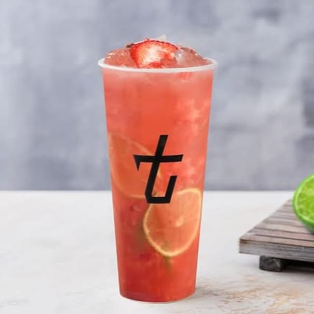 Fresh Strawberry Green Tea with Lime.